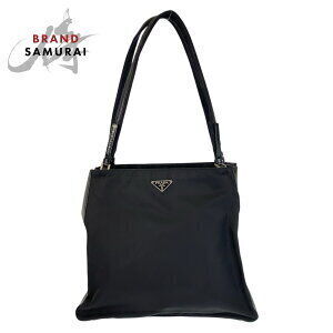 Prada Tessuto triangular logo plate black Nylon tote shoulder bag